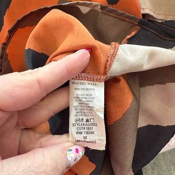 Rachel Kate Long-Sleeve Chevron Shift Dress in Rust, Brown & Black - Picture 4 of 4